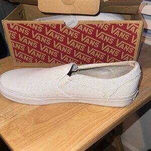 Vans Men's Perforated White Slip-On Loafers